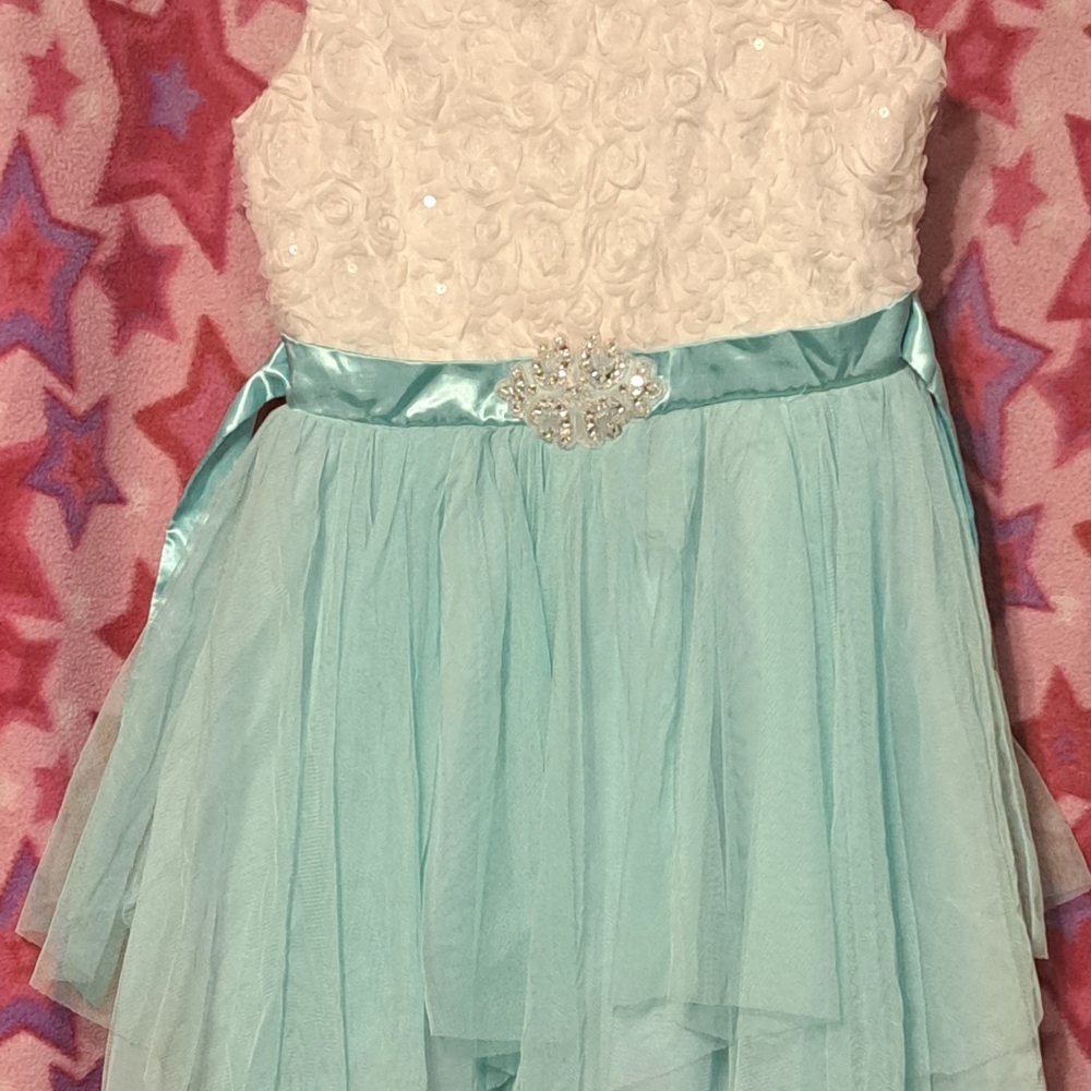 Emily Rose Girls Formal Dress, size 14, white and mint color
